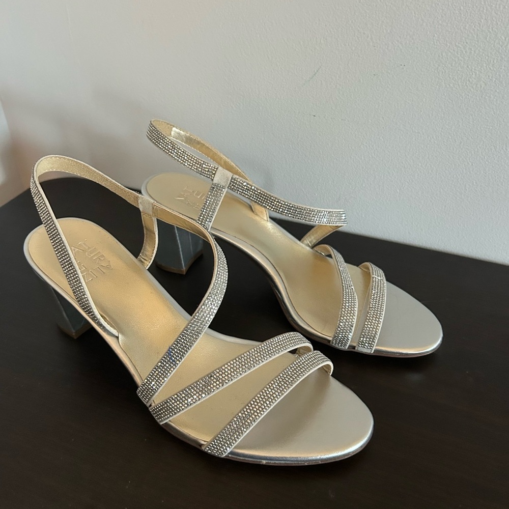 Naturalizer Silver Strappy Heels